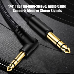 1/4 Inch TRS Instrument Cable 3Ft 2pack,BELIPRO 6.35mm TRS to 6.35mm TRS Stereo Audio Cable Male to Male Right-Angle-to-Straight for Electric Guitar, Bass, Keyboard,Mixer,Amplifier,Speaker,Equalizer…