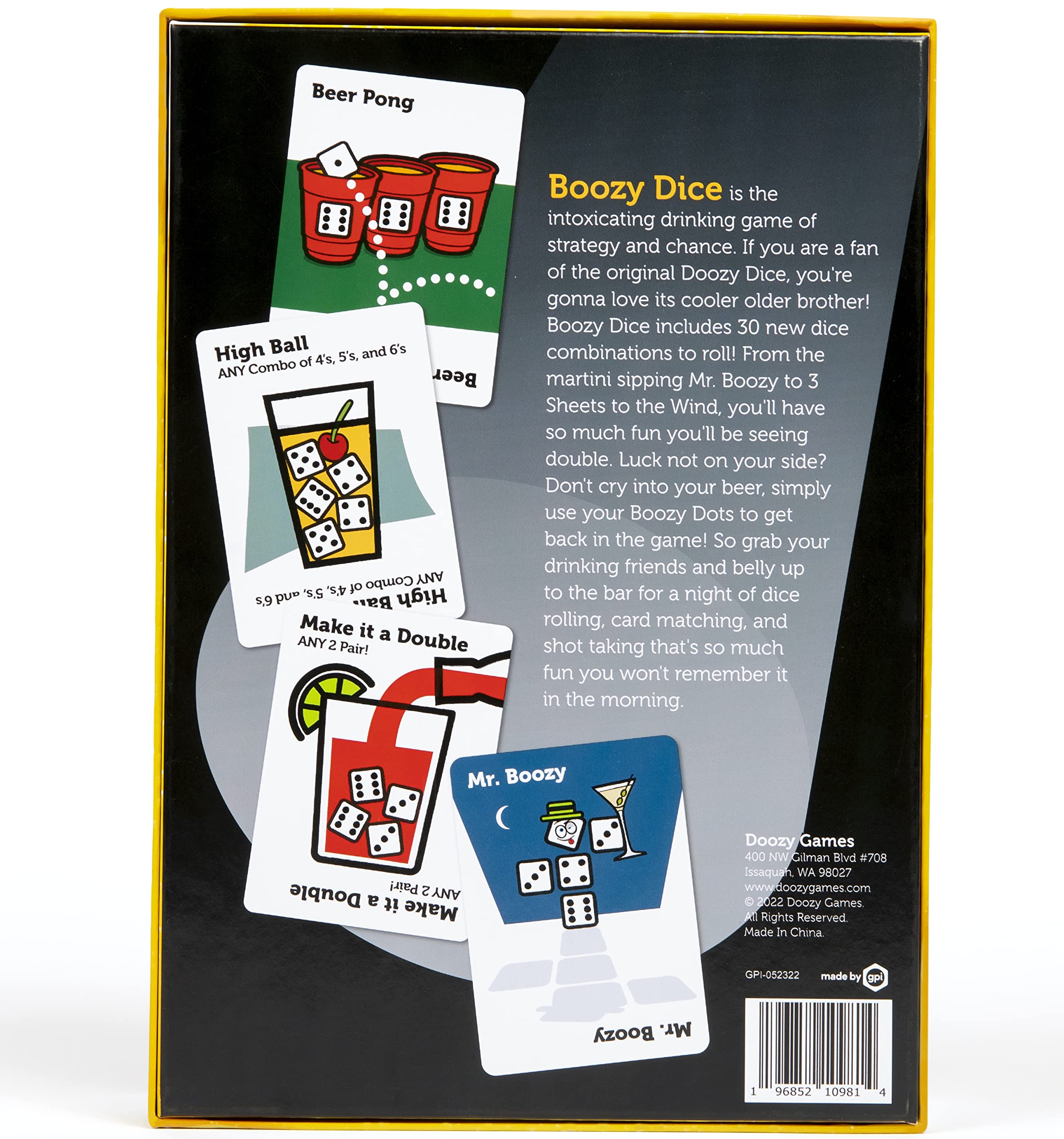 Boozy Dice - Addictive Adult Game of Strategy and Chance, Dice Party Games, Card Games for Adults, Dice Games for Adults Party