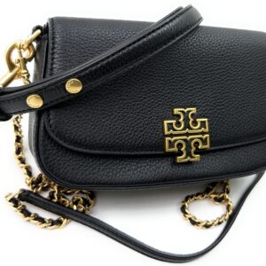 Tory Burch Britten Convertible Crossbody Bag With Gold Hardware (Black)