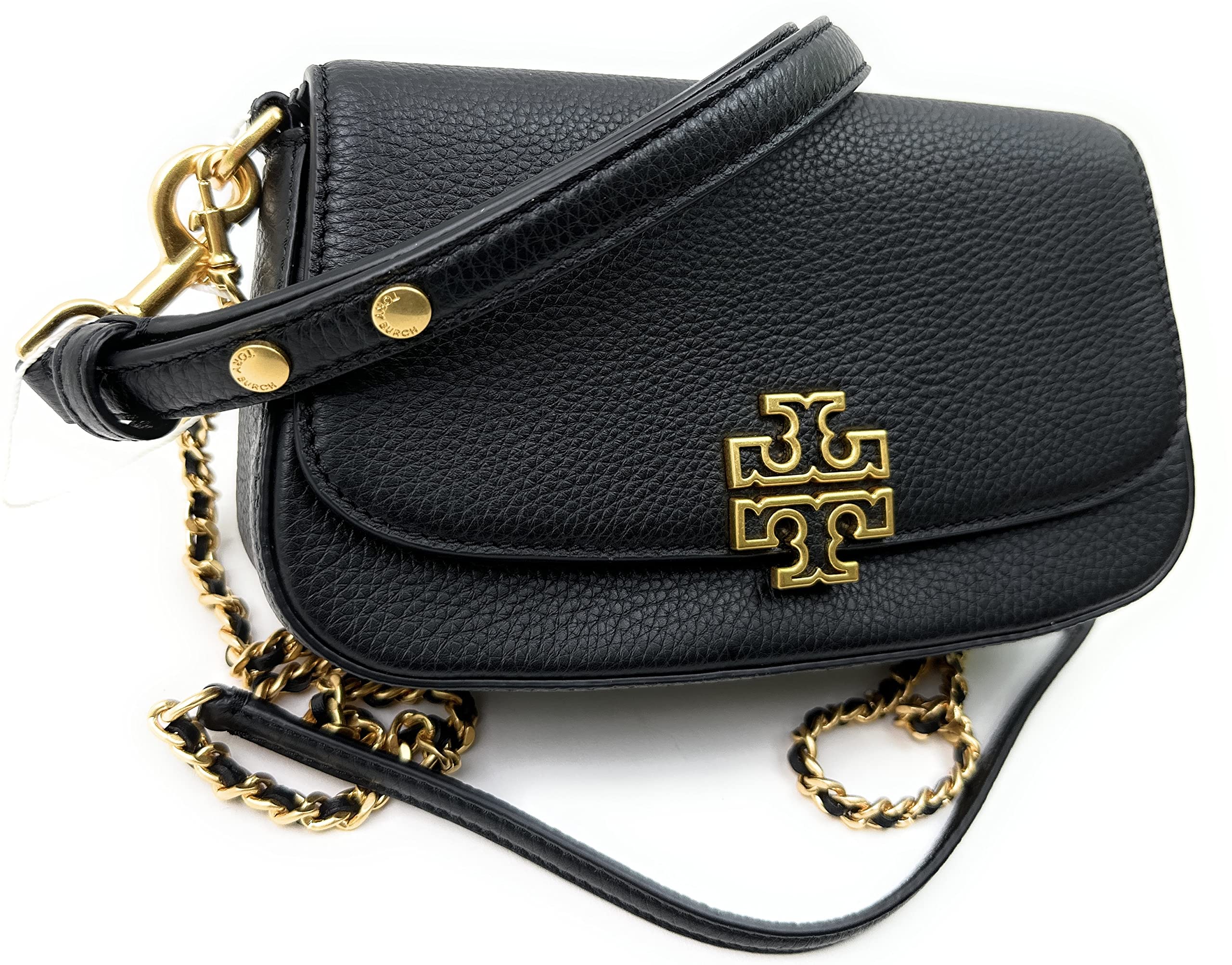 Tory Burch Britten Convertible Crossbody Bag With Gold Hardware (Black)