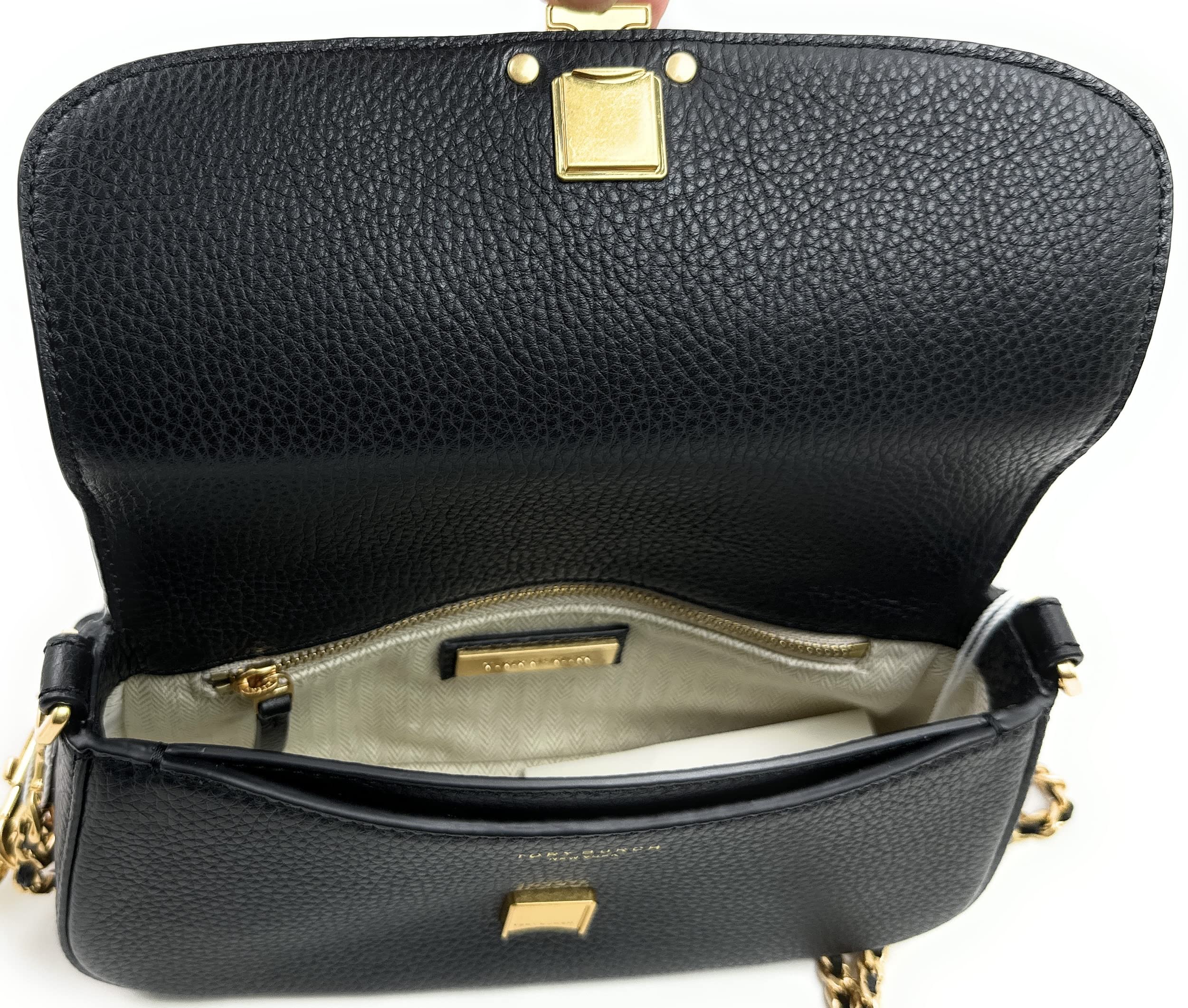 Tory Burch Britten Convertible Crossbody Bag With Gold Hardware (Black)