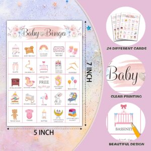 Foosproea Baby Bingo Cards, Blush Pink Baby Shower Game for 24 Players, Gender Reveal Party Games for Family Friends Activities, Holiday Party Favors Supplies Decorations(04)