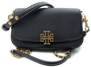 tory burch britten convertible crossbody bag with gold hardware (black)