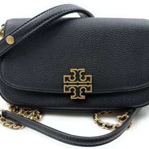 Tory Burch Britten Convertible Crossbody Bag With Gold Hardware (Black)