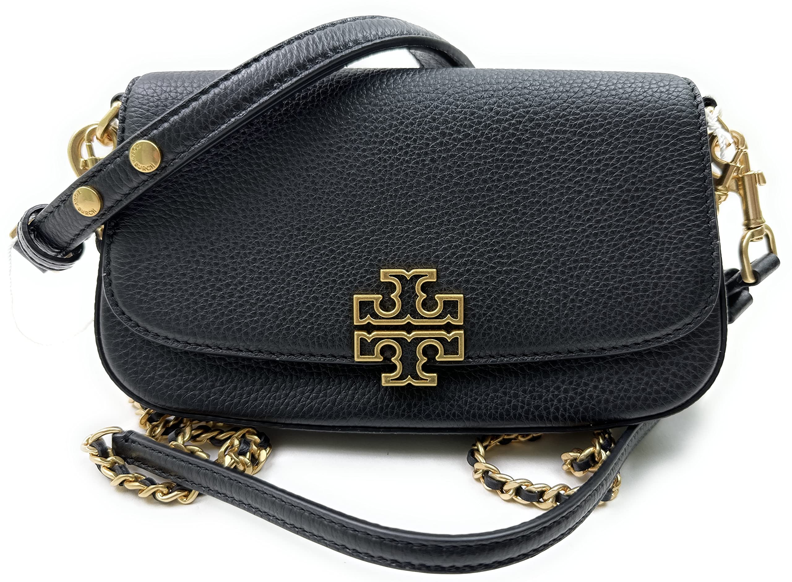 Tory Burch Britten Convertible Crossbody Bag With Gold Hardware (Black)