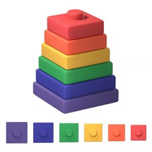 Silicone Stacking Toy | Square Stacker Baby Toy | Montessori | Gender Neutral Baby Gift | Montessori Toys | Building Games | Toddler Montessori Toys | Toddler Stacking Toy