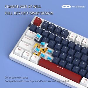 MageGee Mechanical Keyboard, Star98 Wired Gaming Keyboard Backlit Ultra-Slim USB Keyboards with Blue Switches 98 Keys for PC Windows Computer Laptop - White Blue/Blue Switches