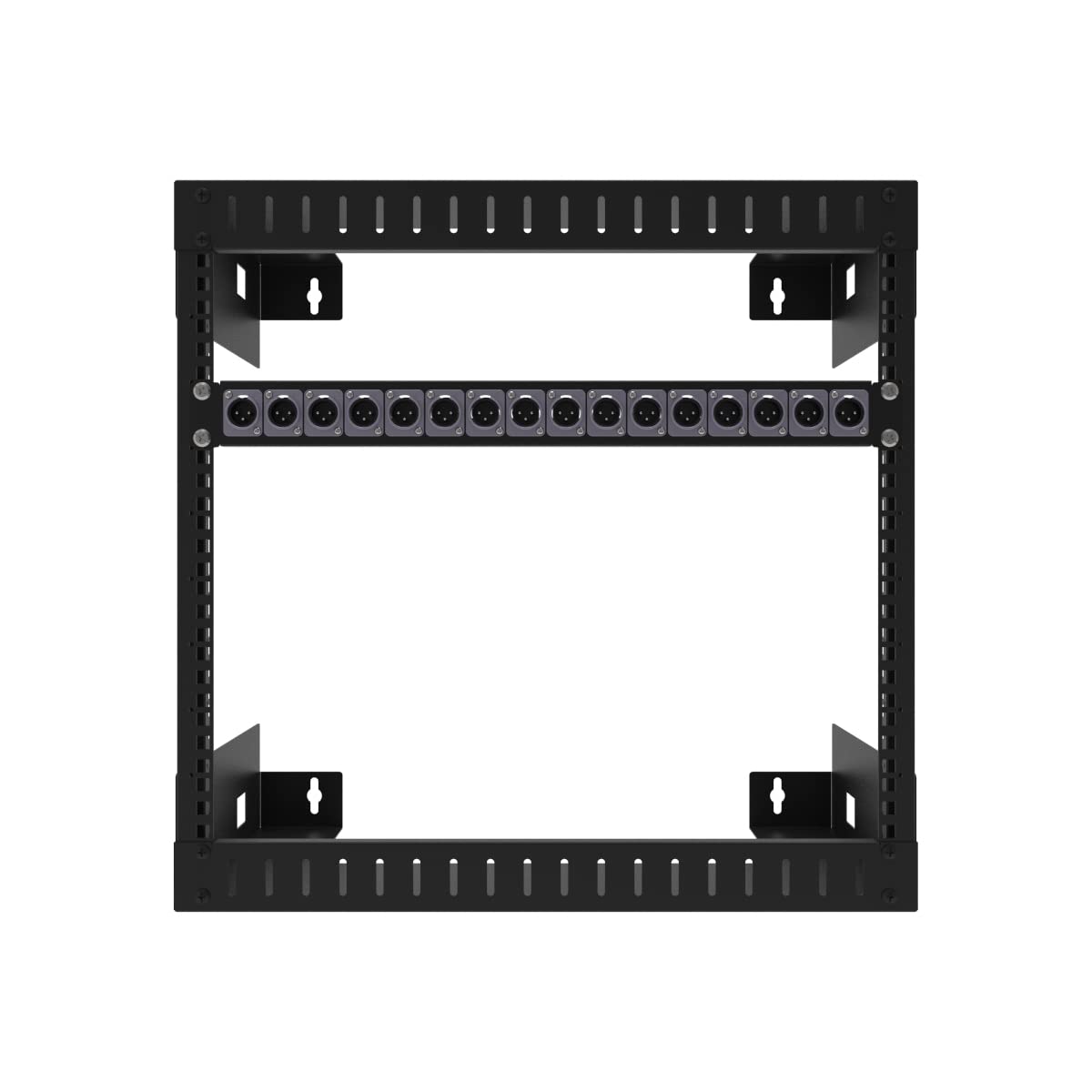 QiaoYoubang 1U 16D Hinged Rack Panel with 16 D-Series Punch-Outs for 19in Rack Mount (1U16D)