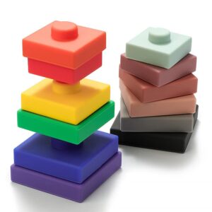 Silicone Stacking Toy | Square Stacker Baby Toy | Montessori | Gender Neutral Baby Gift | Montessori Toys | Building Games | Toddler Montessori Toys | Toddler Stacking Toy