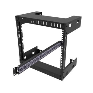 QiaoYoubang 1U 16D Hinged Rack Panel with 16 D-Series Punch-Outs for 19in Rack Mount (1U16D)