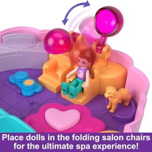 Polly Pocket Groom & Glam Poodle Compact Playset with 2 Micro Dolls & 12 Accessories, Including 2 with Color Change