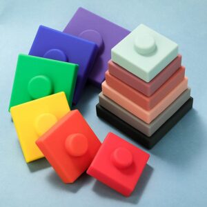 Silicone Stacking Toy | Square Stacker Baby Toy | Montessori | Gender Neutral Baby Gift | Montessori Toys | Building Games | Toddler Montessori Toys | Toddler Stacking Toy