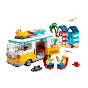 LEGO Creator 3 in 1 Beach Camper Van Building Kit, Transforms from a Campervan to Ice Cream Shop to Beach House, Great Gift for Surfer Boys and Girls, Pretend Play Beach Life, 31138