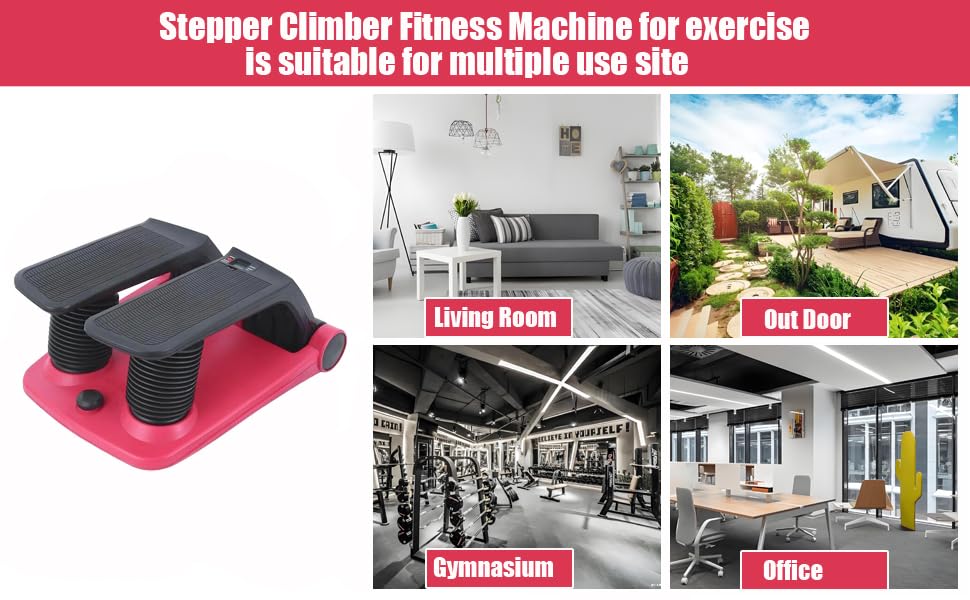 E-Found Stepper Climber Fitness Machine, Air Stair Climber Stepper Machine, Cardio Training Step Climber Machine Adjustable Fitness Exercise Machine Resistance Bands, Comfortable Foot Pedals