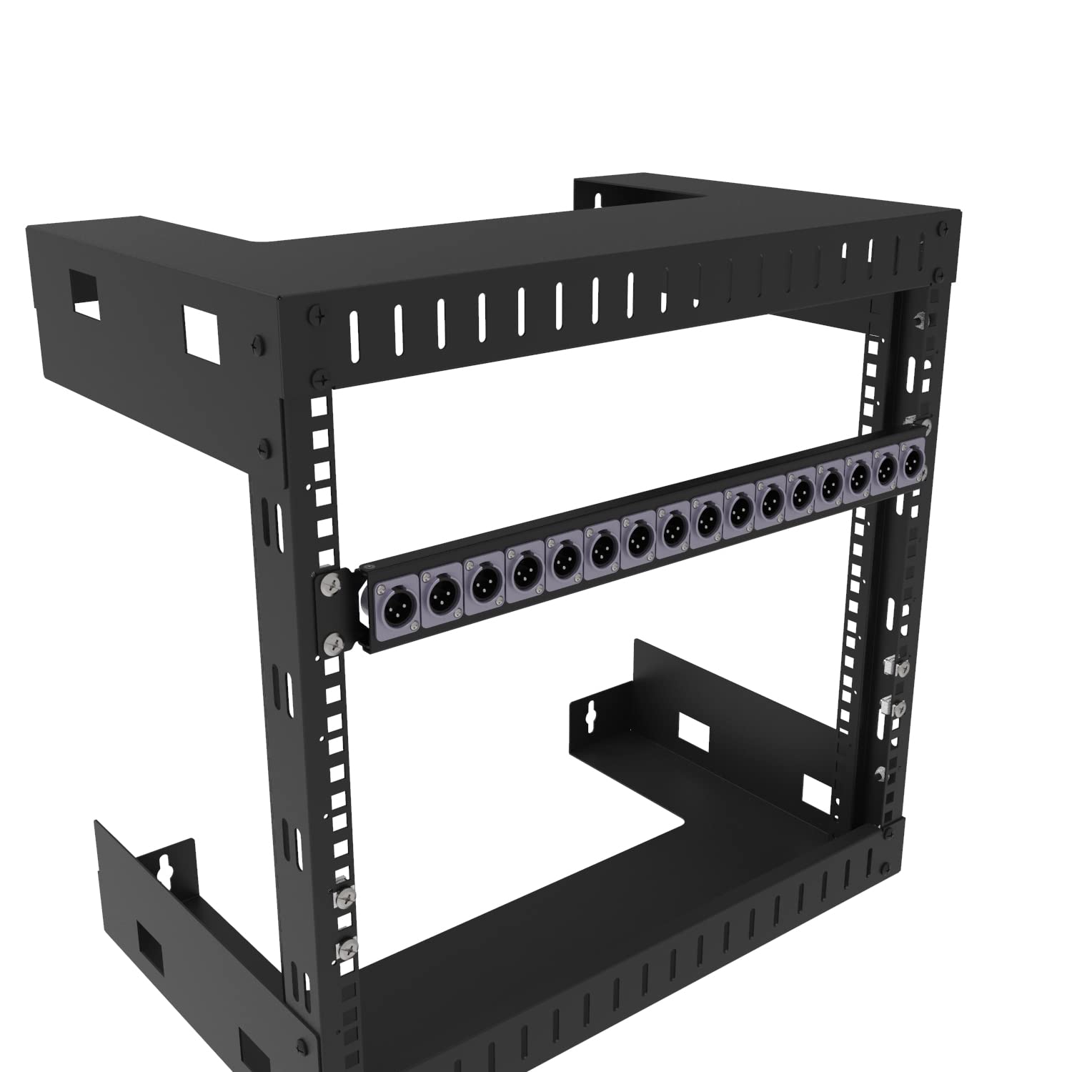 QiaoYoubang 1U 16D Hinged Rack Panel with 16 D-Series Punch-Outs for 19in Rack Mount (1U16D)