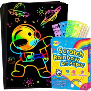 RMJOY Art-Craft Scratch Paper Gifts: Rainbow Magic Art Drawing Pads Art Supplies Set for Kids Teen 4-12 Years Old Preschool Girl Toy Game Gift for Birthday Party Favor|Coloring Fun|DIY Project