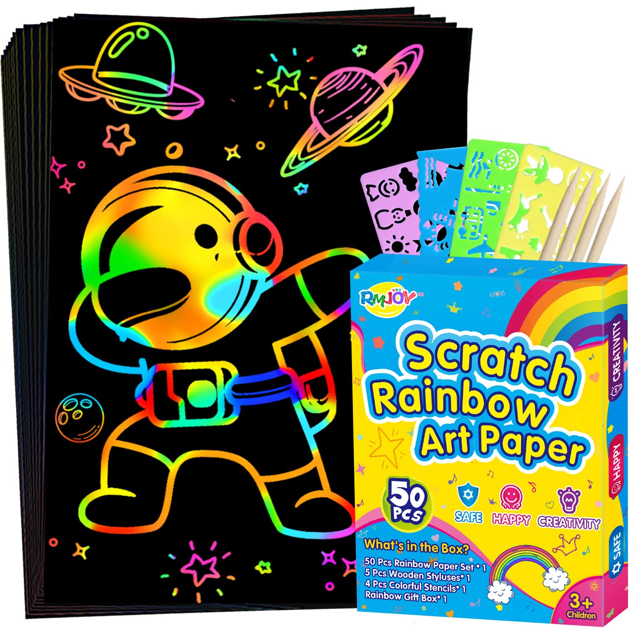 RMJOY Art-Craft Scratch Paper Gifts: Rainbow Magic Art Drawing Pads Art Supplies Set for Kids Teen 4-12 Years Old Preschool Girl Toy Game Gift for Birthday Party Favor|Coloring Fun|DIY Project