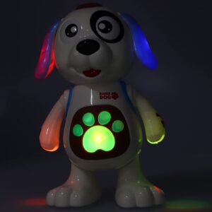 Musical Light Up Dancing Robot Dog Stuffed Animal Realistic Singing Dog Toy Carry Schoolbag Interactive Puppy Toy for Kids Gift(Blue)