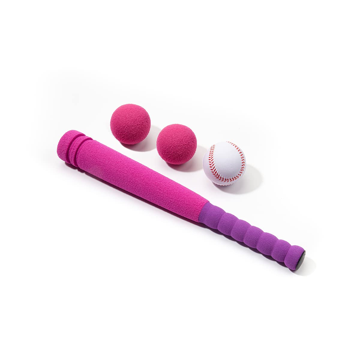 CeleMoon Soft Foam Kids Baseball Bat Toy Set with 3 Balls, 16.5 Inch [Mini Size] for Toddlers Girls Age 3 Years Old Indoor Outdoor Sport T Ball Bat Playing Game, Pink