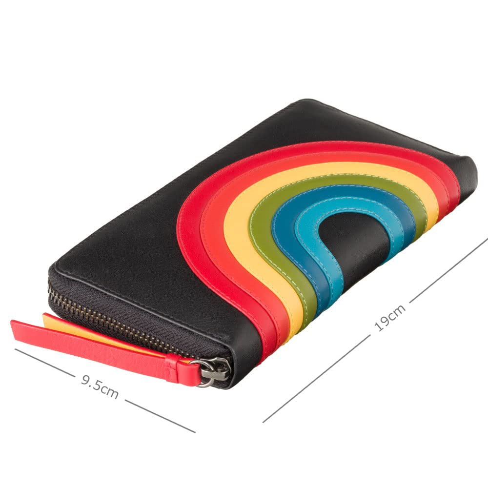 VISCONTI Happy Rainbow Collection Von Leather Zip Around Purse RFID HR82 (Black)