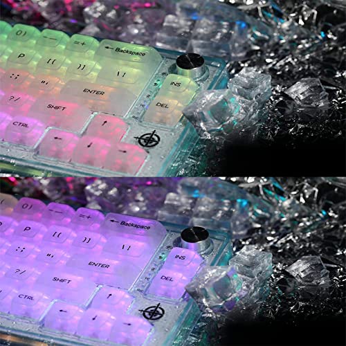 MAGIC-REFINER MK31 60% Wired Hot Swappable Mechanical Keyboard with Transparent Keycaps, Compact 66 Keys Chroma RGB Backlit Ergonomic Custom Gaming Keyboard Knob Control for PC/MAC