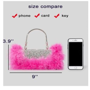 Feather Silver Purse Rhinestone Bag Clutch Evening Bags Diamond Glitter Purses for Women Sparkly Bling Handbag Wedding (black)