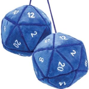 Toy Vault 20-Sided Plush Dice Danglers for Car Mirror (Blue); Hanging Dice Decor for Auto Rearview Mirror