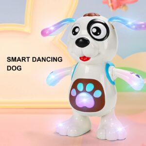 Musical Light Up Dancing Robot Dog Stuffed Animal Realistic Singing Dog Toy Carry Schoolbag Interactive Puppy Toy for Kids Gift(Blue)