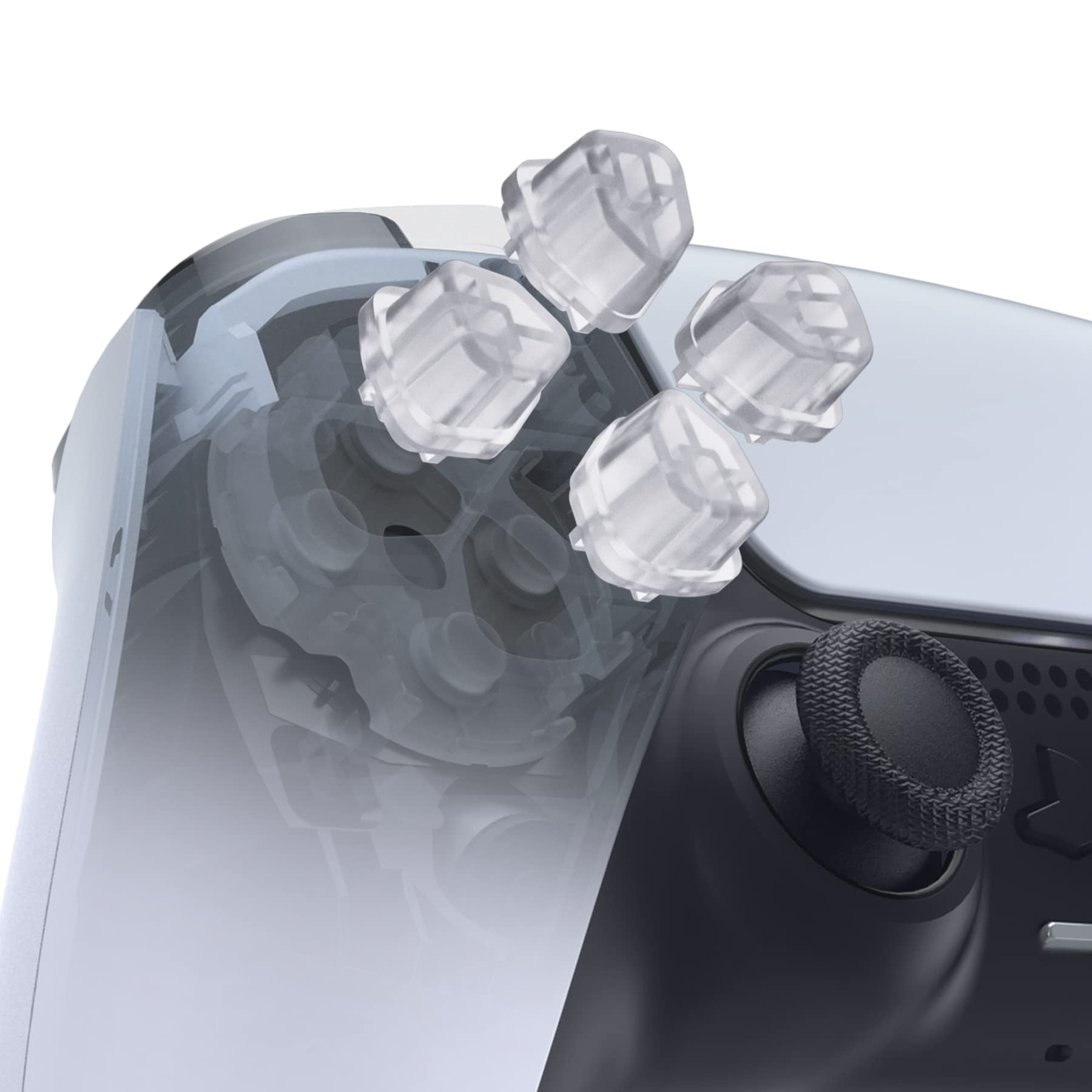 eXtremeRate Ergonomic Split Dpad Buttons (SDP Buttons) for PS5 Controller, Clear Independent Dpad Direction Buttons for PS5 Edge, for PS4 All Model Controllers - Controller NOT Included