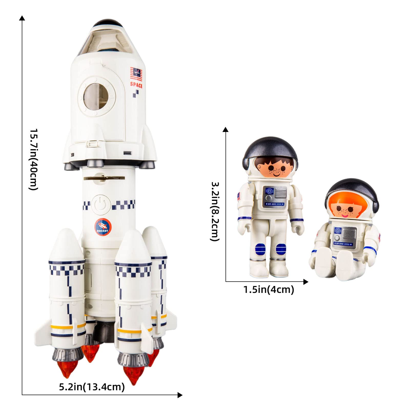 WAKAKAC Space Rocket Toys for Kids Space Shuttle Adventure Toys Model Gift 5-in-1 Aerospace Toys with 2 Astronauts, Projection Lamp, Space Adventure Toys Gift for Boys Girls 3+ Years Old