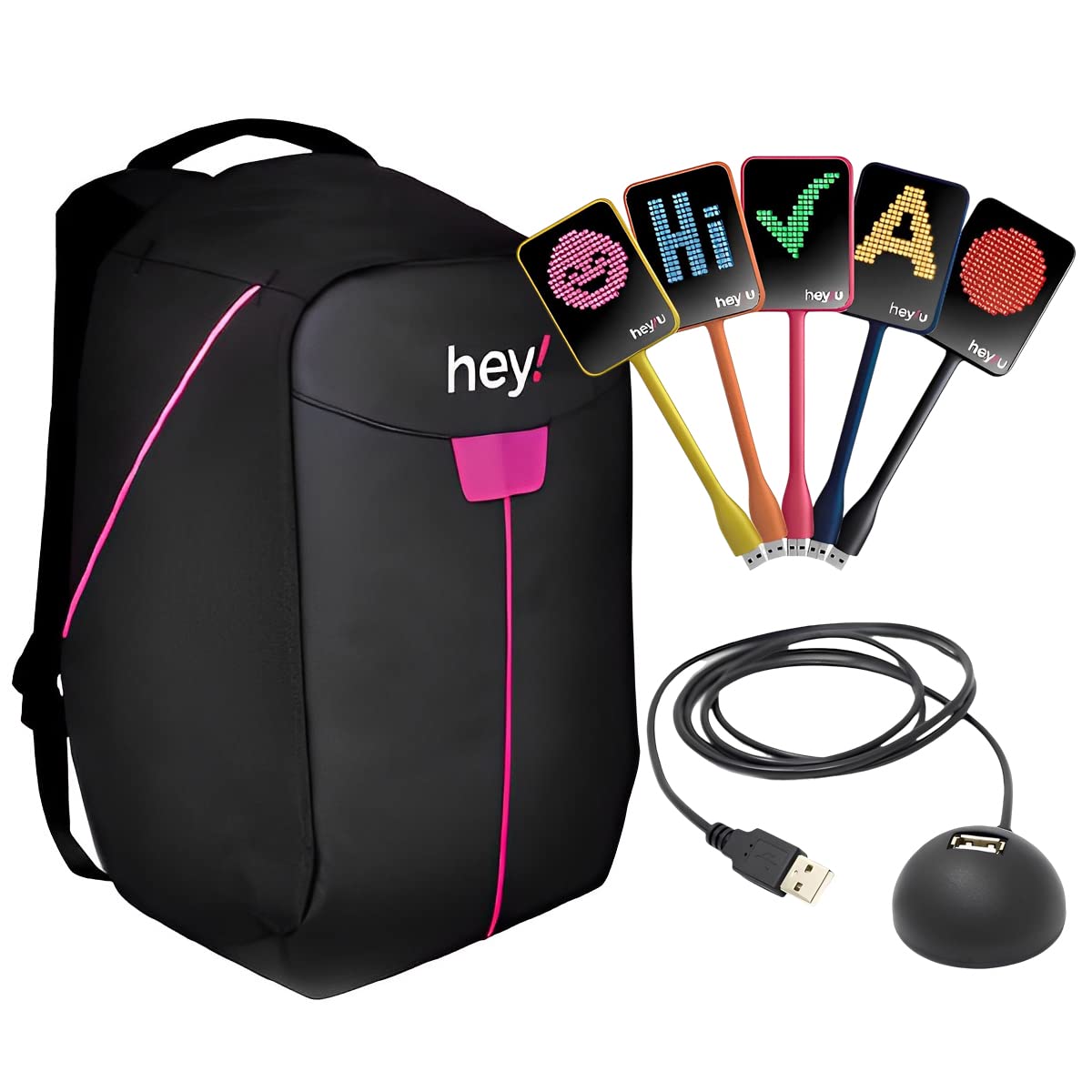 Hey!U USB 25 Units Pack with Backpack, Educational Real Time Visual Feedback, Classroom Active Learning and Collaboration for Students and Teachers - Pink