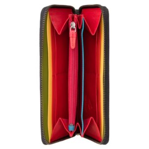 visconti happy rainbow collection von leather zip around purse rfid hr82 (black)