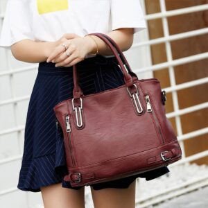 Women's Handbag Tote Bag Large Capacity Women's Shoulder Bag Crossbody Bag (Wine Red)