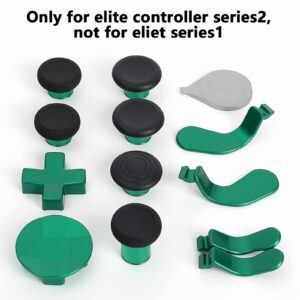 Elite Series 2 Controller Accessories, 13 in 1 Metal Thumbsticks for Xbox One Elite Series 2, Gaming Accessory Replacement Parts Compatible with Xbox Elite Wireless Controller Series 2 Core (Green)