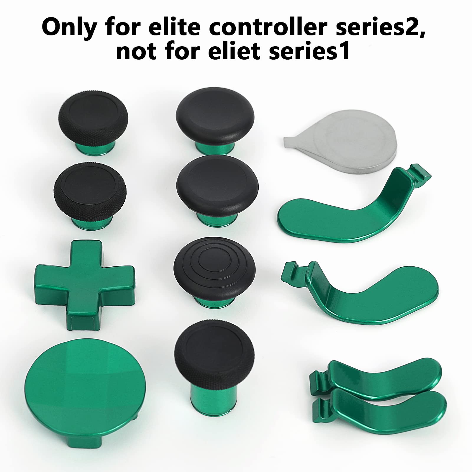 Elite Series 2 Controller Accessories, 13 in 1 Metal Thumbsticks for Xbox One Elite Series 2, Gaming Accessory Replacement Parts Compatible with Xbox Elite Wireless Controller Series 2 Core (Green)