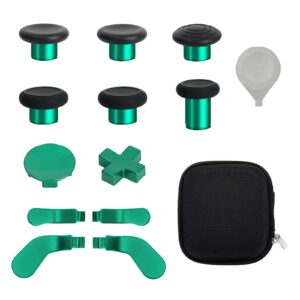 13 in 1 metal thumbsticks for xbox one elite series 2 controller, elite series 2 core controller accessories replacement parts, metal mod 6 swap joysticks, 4 paddles, 2 d-pads, 1 tool(green)