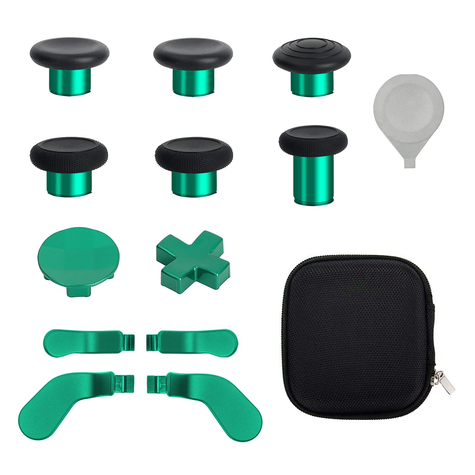 13 in 1 Metal Thumbsticks for Xbox One Elite Series 2 Controller, Elite Series 2 Core Controller Accessories Replacement Parts, Metal Mod 6 Swap Joysticks, 4 Paddles, 2 D-Pads, 1 Tool(Green)