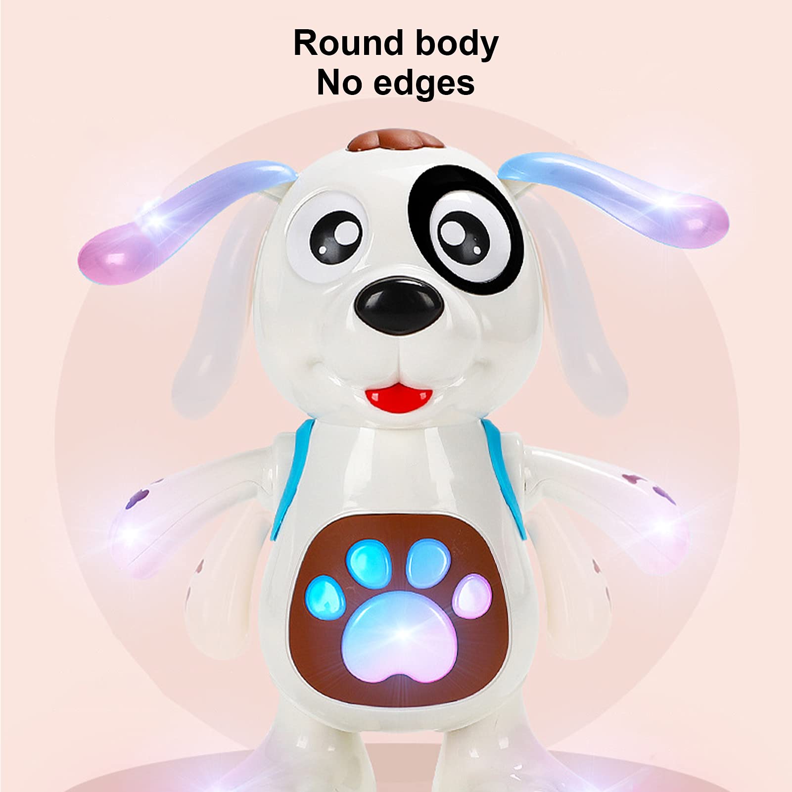 Musical Light Up Dancing Robot Dog Stuffed Animal Realistic Singing Dog Toy Carry Schoolbag Interactive Puppy Toy for Kids Gift(Blue)