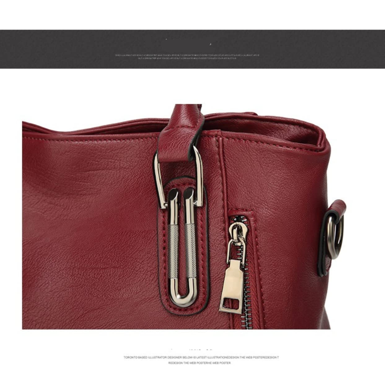 Women's Handbag Tote Bag Large Capacity Women's Shoulder Bag Crossbody Bag (Wine Red)