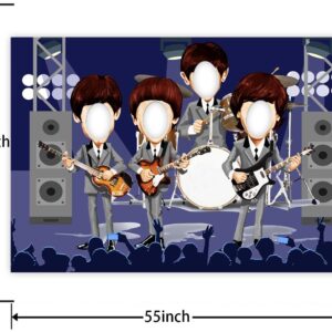 DZTRELFK Band Banner, Rock and Roll Theme, Pretend Play Party Decor, Large Guitarist Bassist Drummer Face, Multi Color, 71x47 inches, Birthday Party Supplies