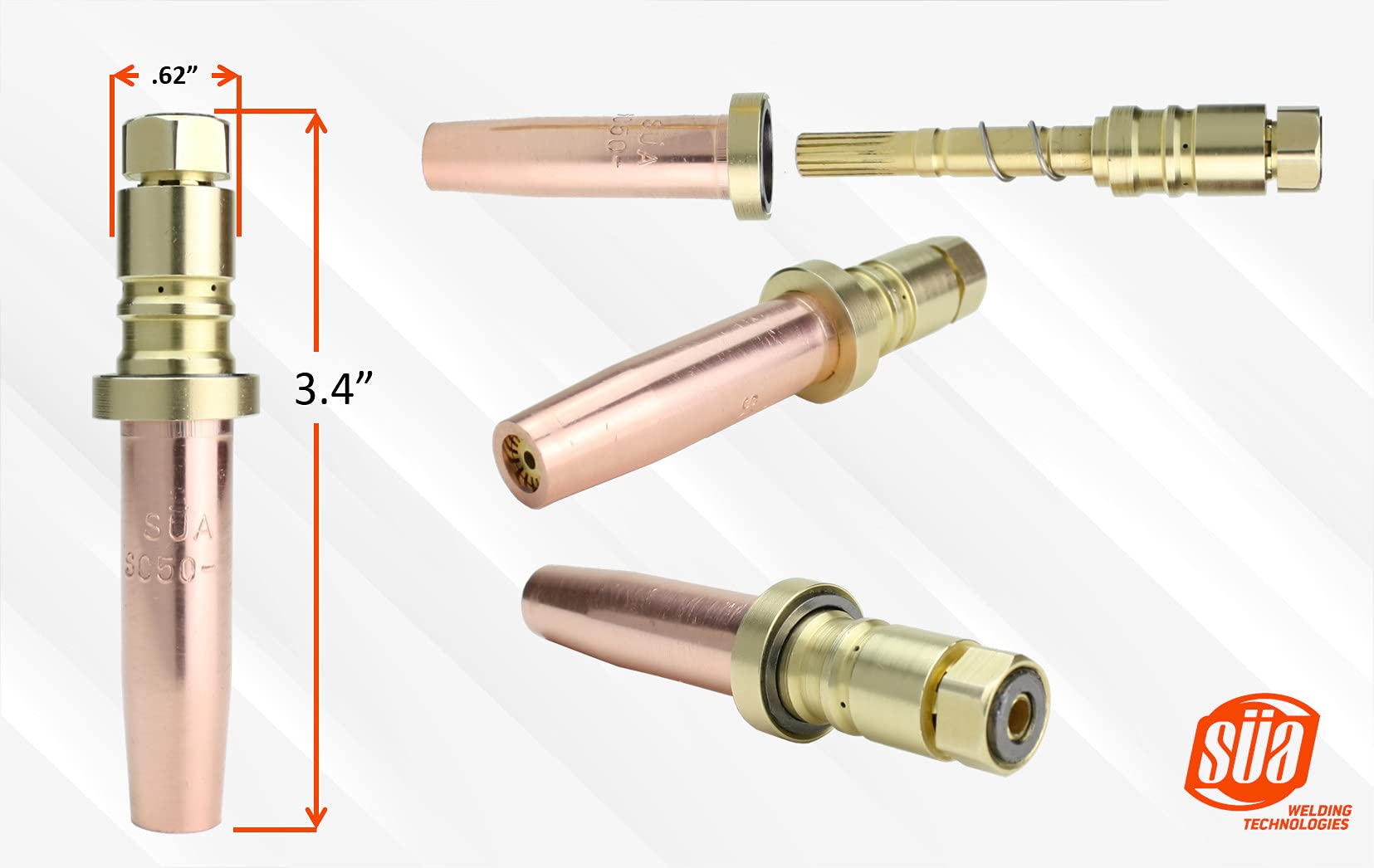 SÜA® - (3 PACK) Propane Cutting Tip - Replacement for Smith/Miller Heavy Duty SC50 Series (Large Tips) - Sizes: 2, 3 & 4