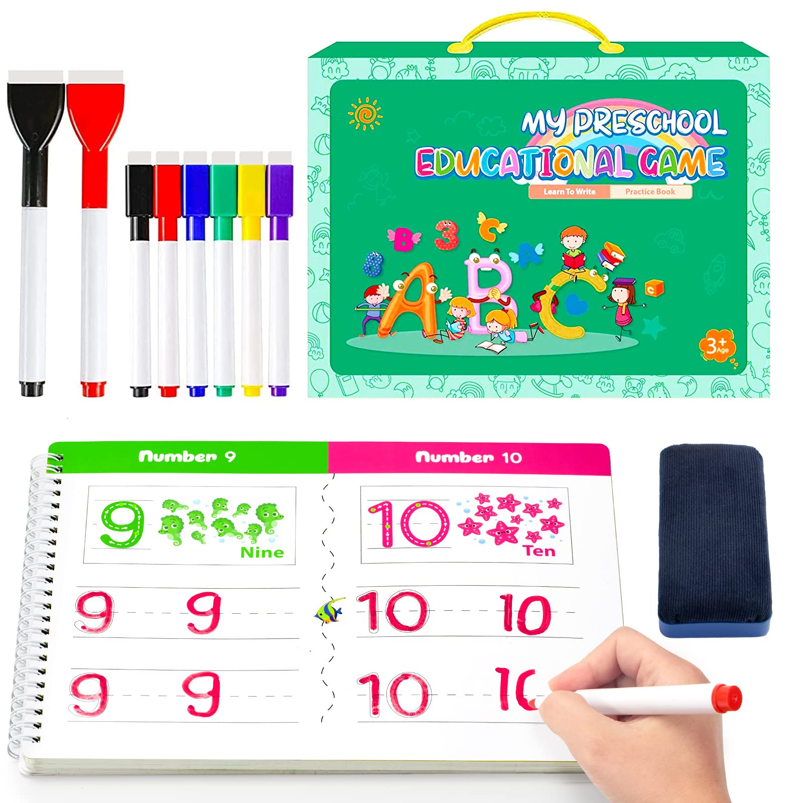 Letter Tracing for Kids Ages 3-5, Learn to Write for Kids, Letter Practice for Preschoolers, 40 Page Dry Erase Letter Tracing Book for Kids Ages 3-6, Toddler Learning Toys, Pre School Workbooks