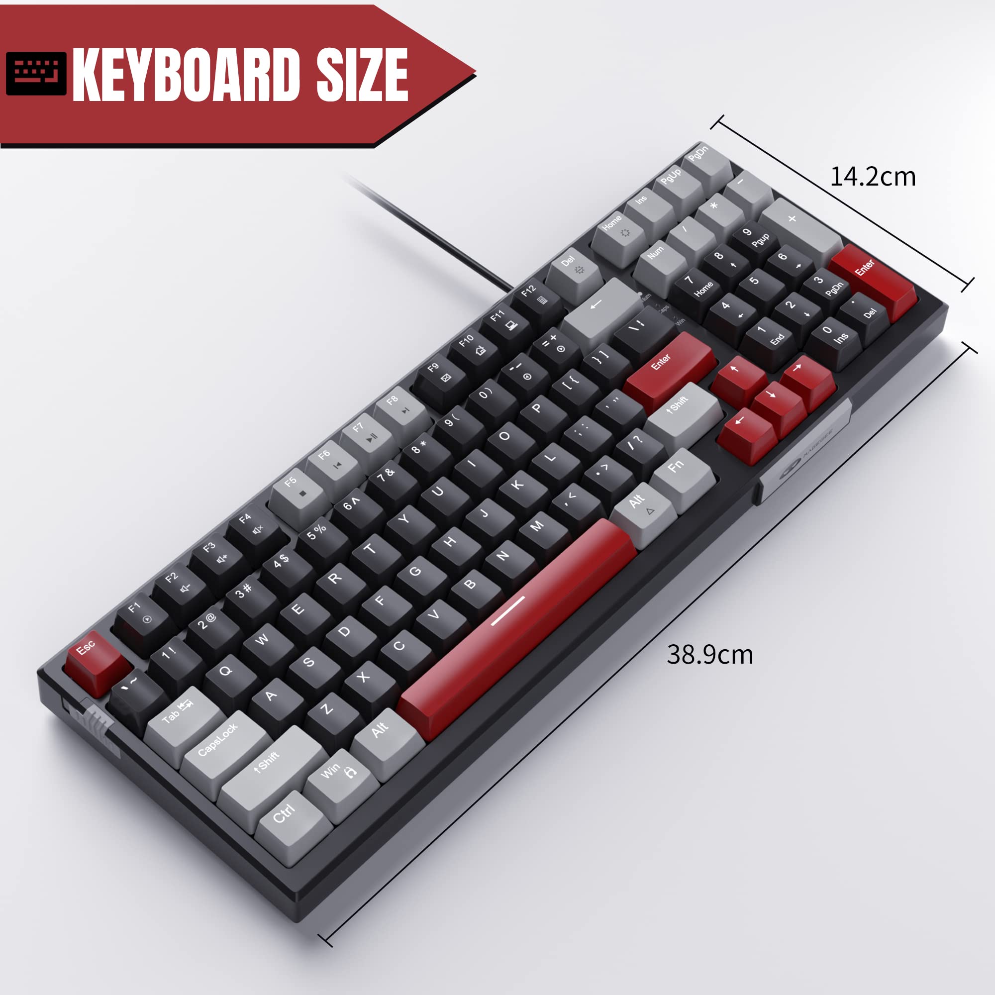 Mechanical Gaming Keyboard, Linear Red Switches Gaming Keyboard,Wired Mechanical Keyboard with LED Backlit, Ergonomic Keyboard with Num Pad for Gaming,Office,Work,PC,Laptop,Mac,Windows(black&grey)