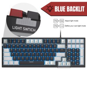 Mechanical Gaming Keyboard, Linear Red Switches Gaming Keyboard,Wired Mechanical Keyboard with LED Backlit, Ergonomic Keyboard with Num Pad for Gaming,Office,Work,PC,Laptop,Mac,Windows(black&grey)