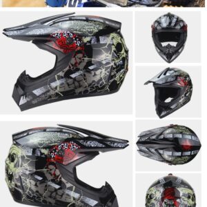 Youth Motocross Helmets Set,DOT Approved Child Kids Off Road ATV Dirt Bike BMX Full Face Helmets,Cool Personality Dirt Bike Motorbike Mountain Helmet