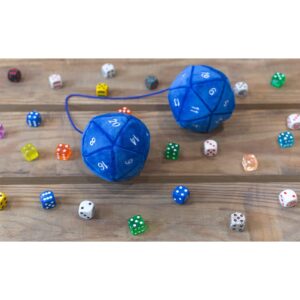 Toy Vault 20-Sided Plush Dice Danglers for Car Mirror (Blue); Hanging Dice Decor for Auto Rearview Mirror