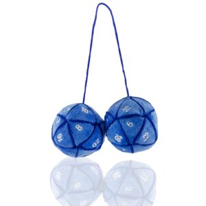 Toy Vault 20-Sided Plush Dice Danglers for Car Mirror (Blue); Hanging Dice Decor for Auto Rearview Mirror