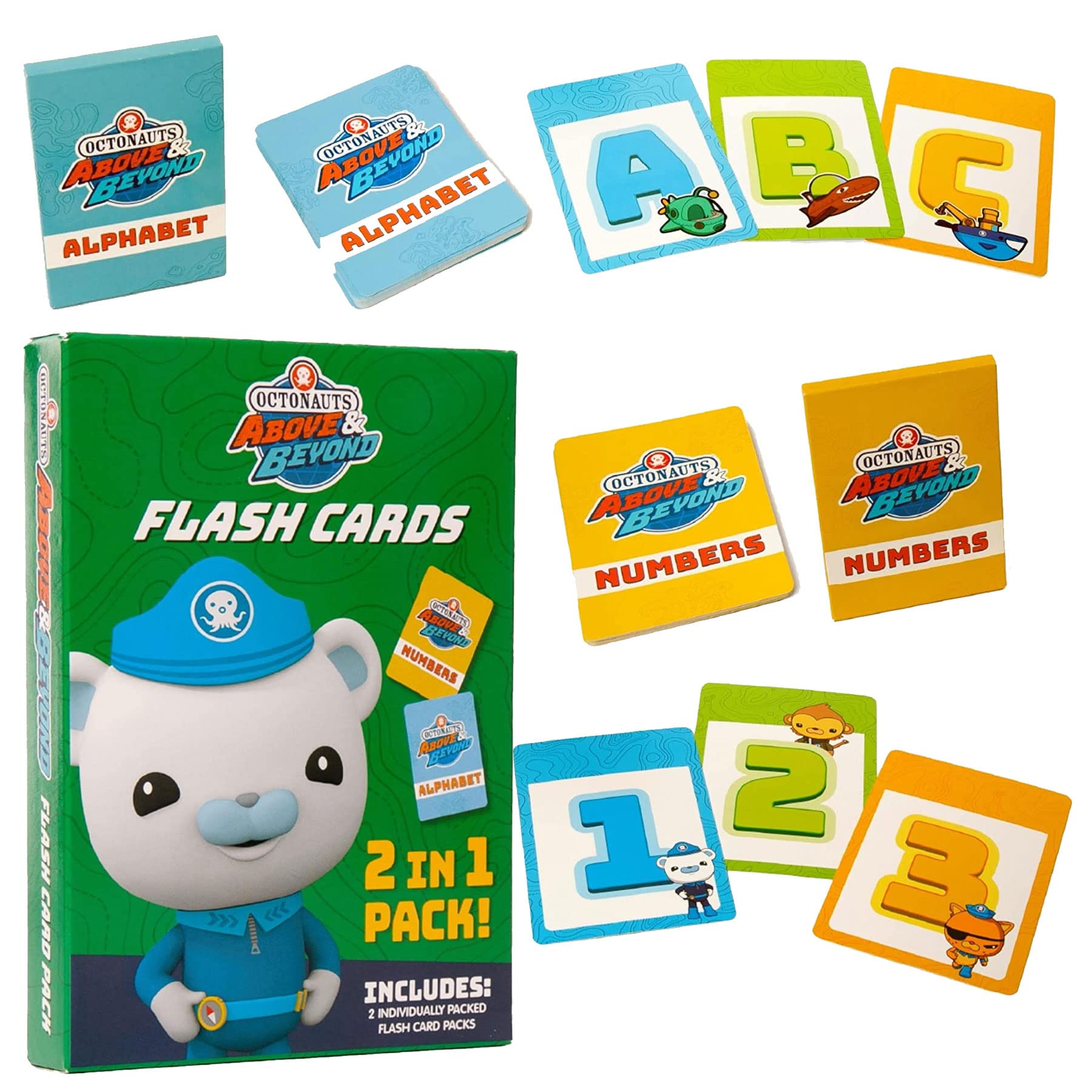 Mighty Mojo Octonauts Kids Classic Flash Cards Set – Learn Alphabet and Numbers - Fun Educational Game for Boys and Girls - Octonauts Party Game Toys - Family Game Night – Learning Edition