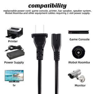 Evenpop 2 Prong AC Power Cord Cable Compatible with Xbox One S/Xbox One X/Xbox Series X/S Game Console, for Sony Playstation PS4 PS3 PS2 Slim/PSP/PSV Supply Plug Replacement (6.6ft)