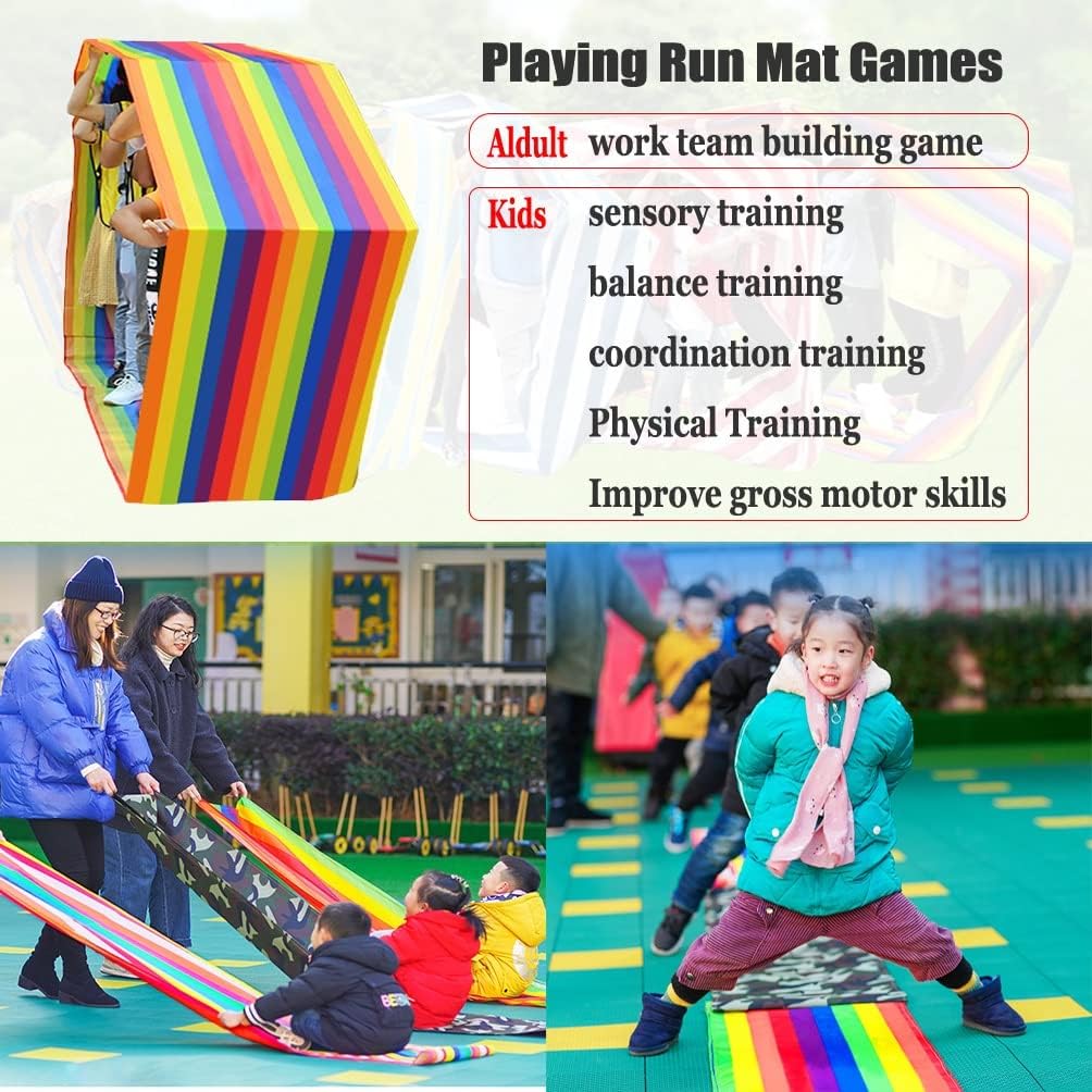 5PCS Teamwork Games Playing Run Mat Kids Adult Teamwork Outdoor Carnival Field Day Fun Running Game with Storage Bag (Size : Adult-20M/26FT)